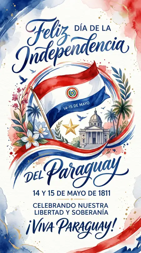 Paraguay Independence Day 2026 Elegant Patriotic Art - Free Paraguay Independence Day 2026 Download