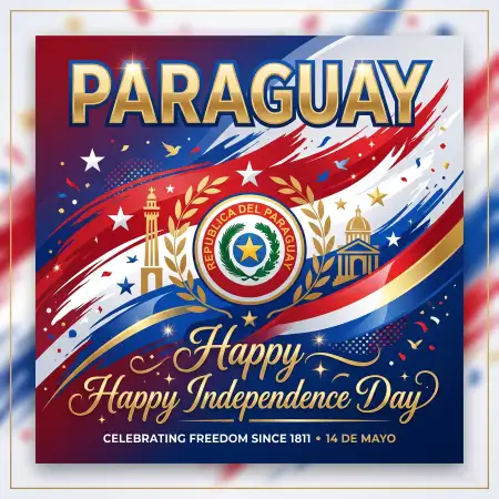 Paraguay Independence Day 2026 Greeting Cards - Free Paraguay Independence Day 2026 Download