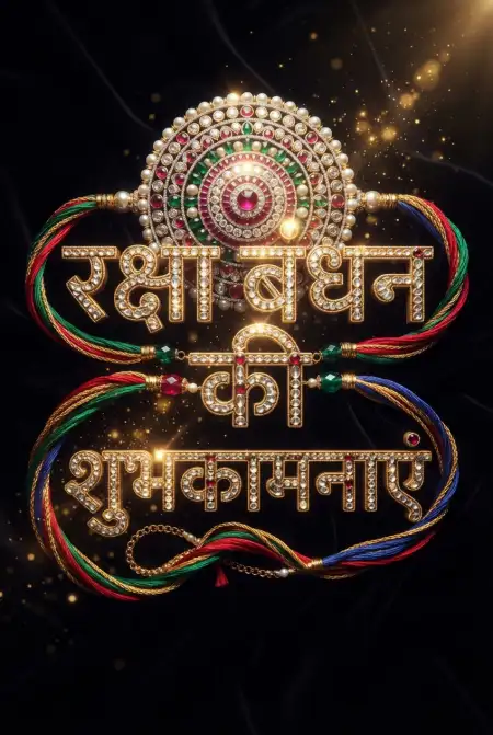 Free Pearl And Kundan Raksha Bandhan Hindi Text Creative Rakhi Image Image Download
