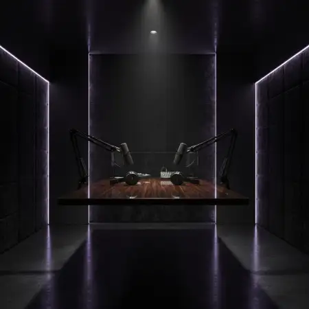 Podcast Studio Background Modern Black Theme - Free Podcast Studio Background Download