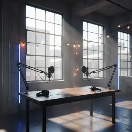 Podcast Studio Background Stylish Recording Space - Free Podcast Studio Background Download