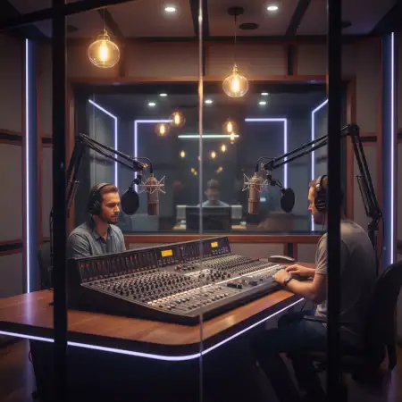 Podcast Studio Background Template Design - Free Podcast Studio Background Download