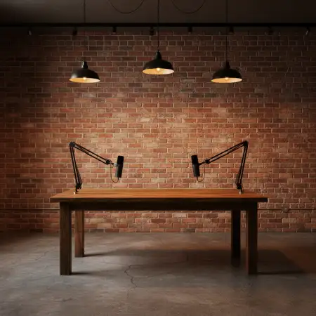 Podcast Studio Background With Brick Wall - Free Podcast Studio Background Download