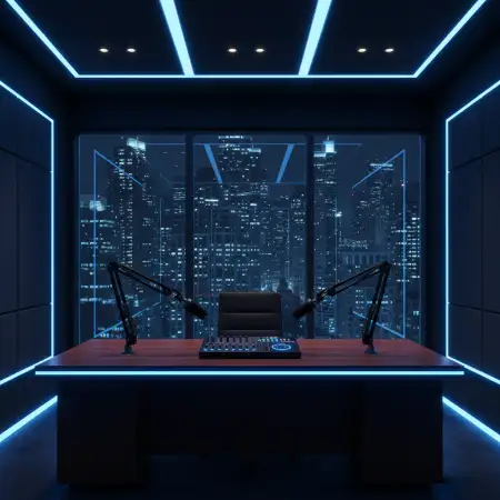 Podcast Studio Background With Cinematic Vibe - Free Podcast Studio Background Download