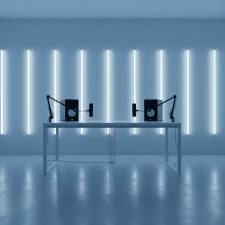 Podcast Studio Background With Led Strips - Free Podcast Studio Background Download