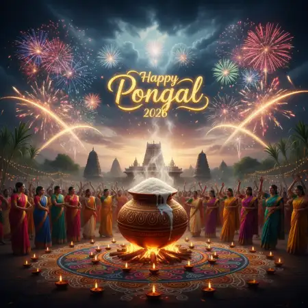 Pongal Family Celebration Wishes 2026 - Free Happy Pongal Wishes 2026 Download