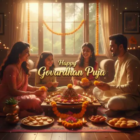 POV Shot Of Offering Sweets To Krishna Idol - Free Happy Govardhan Puja 2025 Download