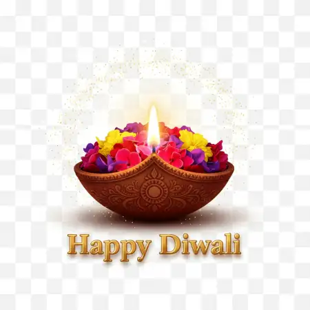 Punjabi Happy Diwali Wishes Image With Golden Text And Fireworks - Free Happy Diwali Text Download