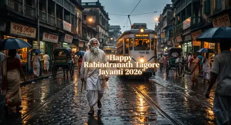 Rabindranath Tagore Jayanti 2026 Aesthetic Background