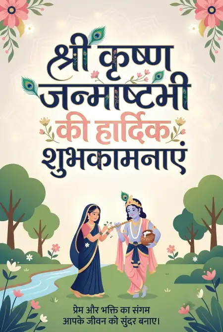 Radha Krishna Janmashtami Wishes In Hindi - Free Shri Krishna Janmashtami Ki Hardik Shubhkamnaye In Hindi Download