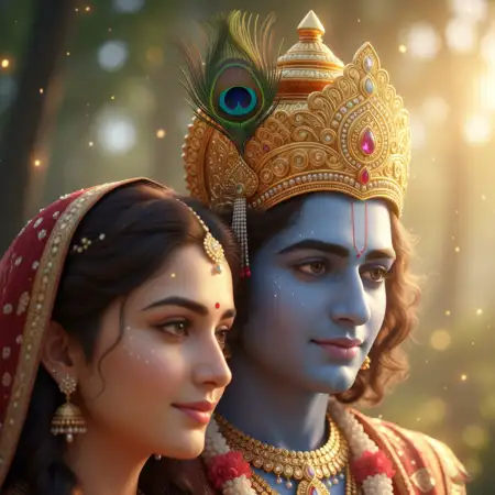 Free Radha Krishna Wallpapers With Glowing Effect Background Download