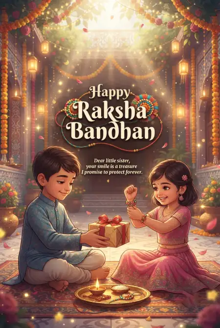 Free Rakhi Celebration Wishes For Little Children Image Download