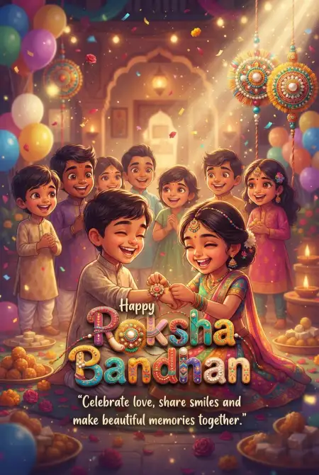 Raksha Bandhan Greetings For Little Kids - Free Happy Raksha Bandhan Greetings Download