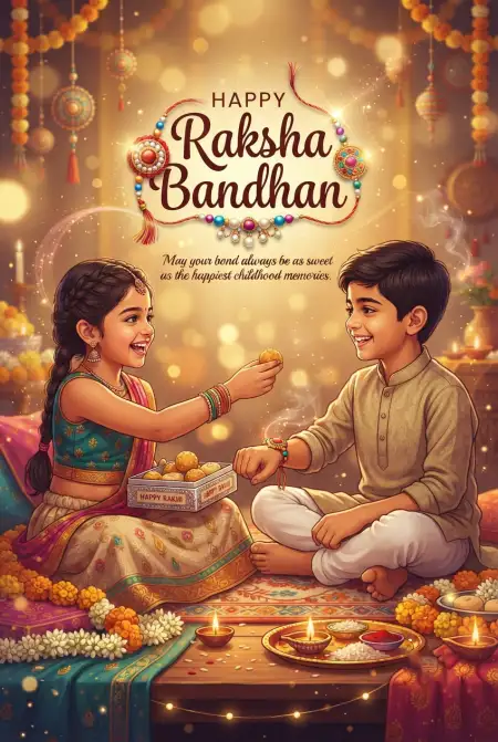 Free Raksha Bandhan Wishes For Little Brother Image Download