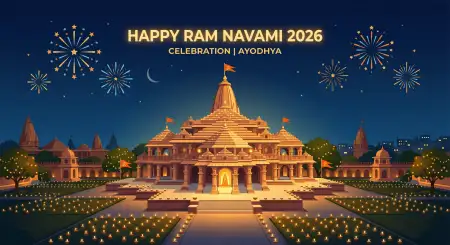 ram navami 2026 wishes images with diya and temple