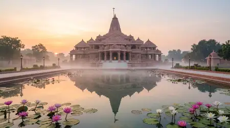 Ram Navami Wishes 2026 With Temple Background - Free Ram Navami Wishes 2026 Download