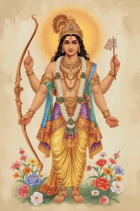 Realistic Lord Rama With Bow Arrow Artwork - Free Arrow Download