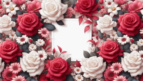 red and white rose flower background for photo frames