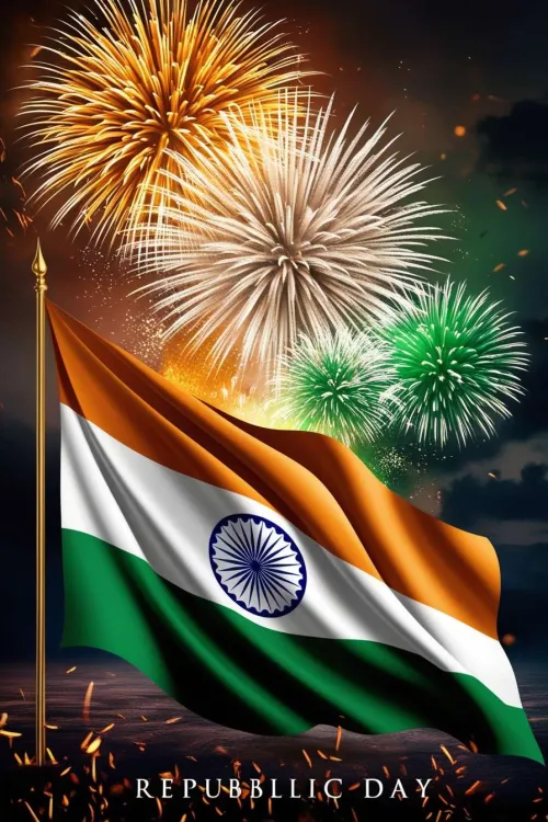 republic day background with glowing effects