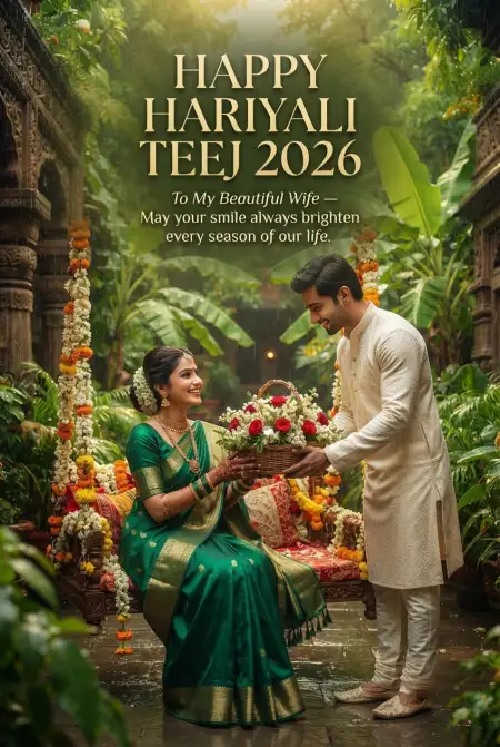 romantic hariyali teej wishes for wife 2026 - Happy Hariyali Teej 2026