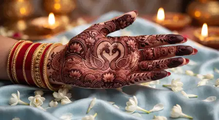 romantic karwa chauth mehndi design for wife