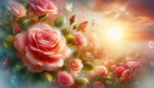 rose flower background with natural scenery for serene designs