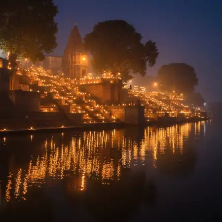 Free Royal Diwali Background With Palace And Lamps Background Download