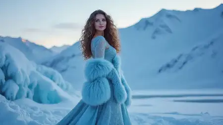 Russian Model In Icy Blue Fur Coat Dress - Free Free Blue Picture Download