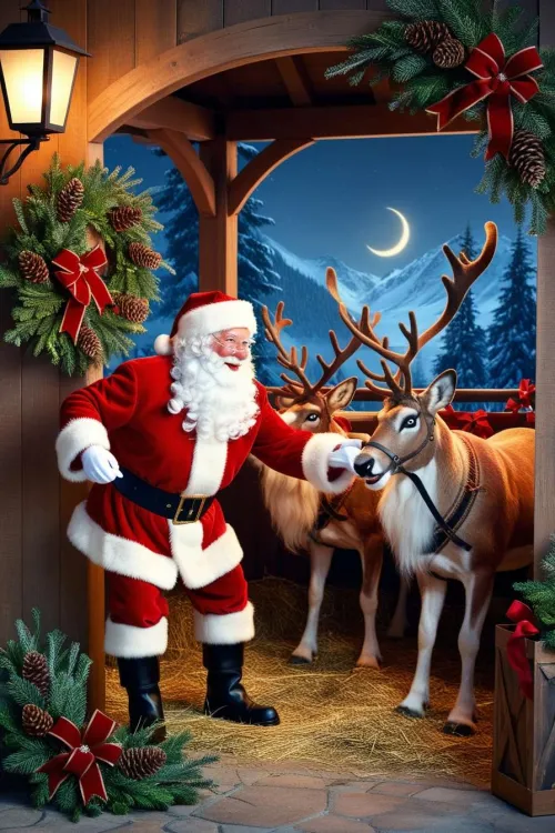 santa claus background images with christmas bells and garlands