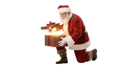 Santa Claus Carrying Gift Boxes Png - Free Santa Claus With Gifts Png Download