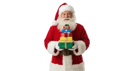 Santa Claus Delivering Gifts Png No Background - Free Santa Claus With Gifts Png Download