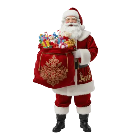 Santa Claus With Children Giving Gifts Png - Free Santa Claus With Gifts Png Download
