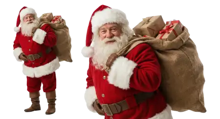 Santa Claus With Decorated Gifts Png - Free Santa Claus With Gifts Png Download