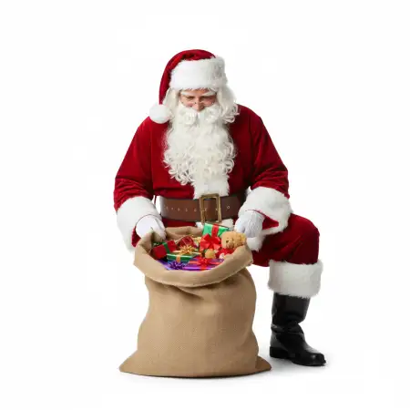 Santa Claus With Full Gift Sack Png - Free Santa Claus With Gifts Png Download