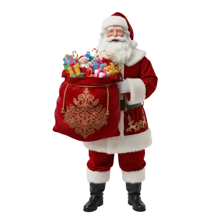 Santa Claus With Red Gift Bag Png Free - Free Santa Claus With Gifts Png Download
