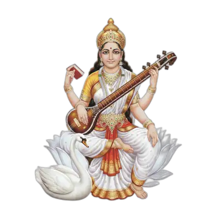 saraswati mata png with swan hd