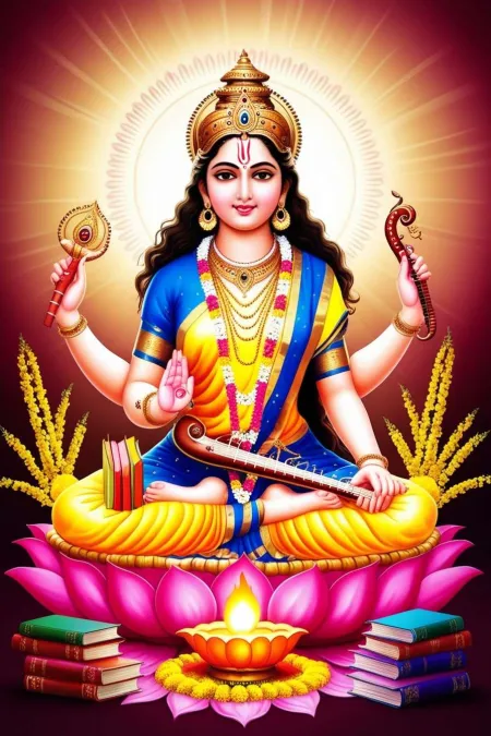 saraswati puja wallpapers with goddess saraswati