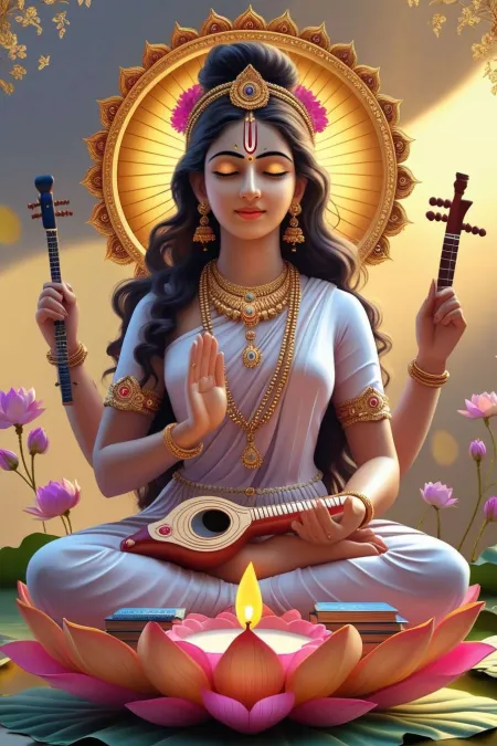 saraswati puja wallpapers with prayer scenes