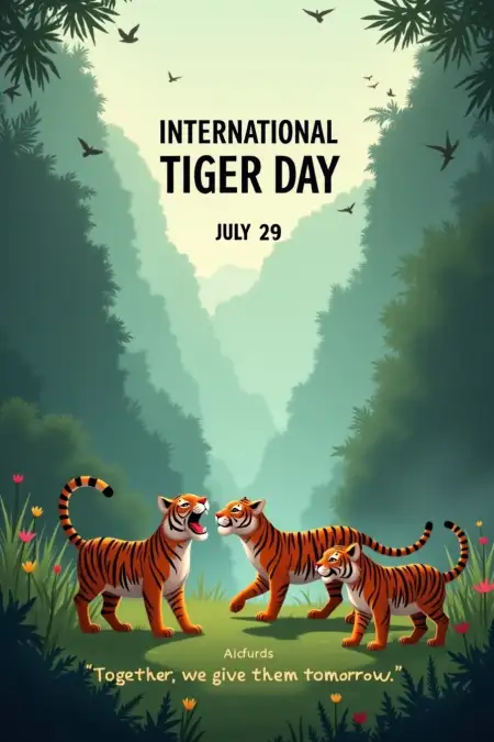 Save Tiger Slogan Poster For School Project - Free International Tiger Day Download