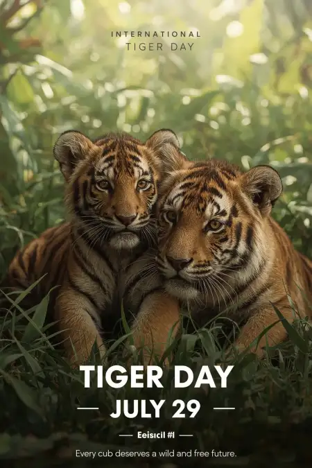 Save Tigers Poster In Hindi With Image - Free International Tiger Day Download