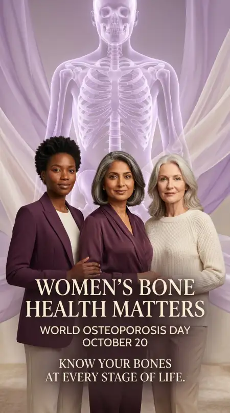 senior woman bone health awareness poster - World Osteoporosis Day 2026
