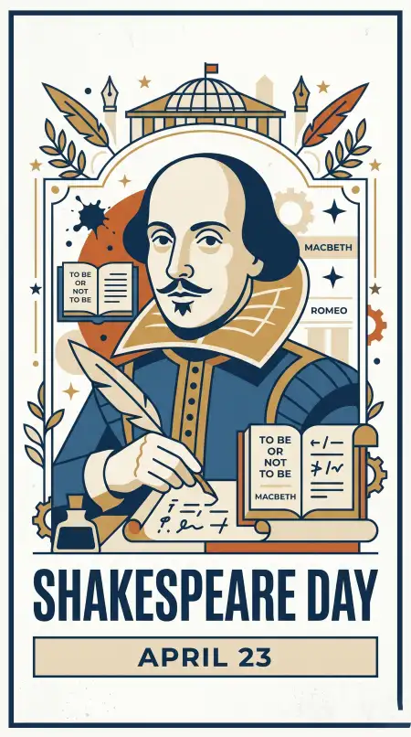 Shakespeare Illustration Modern Style - Free William Shakespeare Day 2026 Download