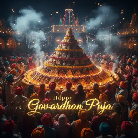 Shri Krishna Govardhan Puja Photos With Mountain Scene - Free Happy Govardhan Puja Download