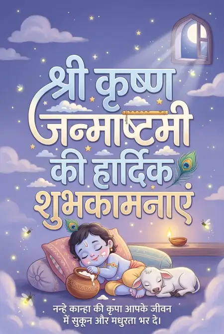 Shri Krishna Janmashtami 2026 Facebook Story Greeting Images In Hindi - Free Shri Krishna Janmashtami Ki Hardik Shubhkamnaye In Hindi Download
