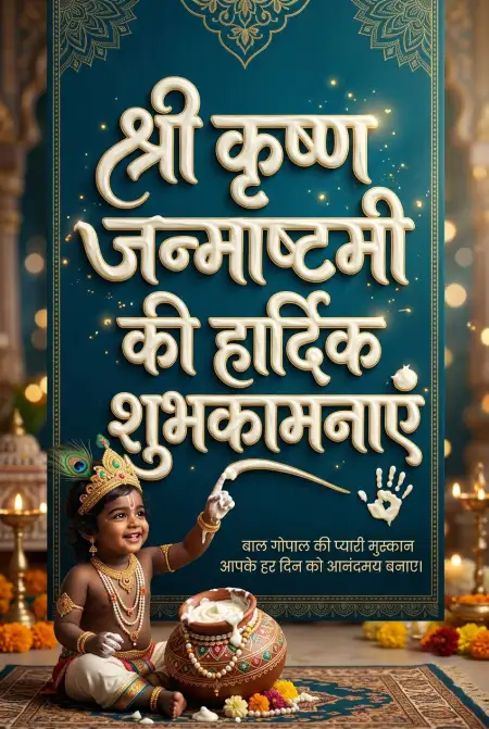 Shri Krishna Janmashtami Hindi Message With Photo - Free Shri Krishna Janmashtami Ki Hardik Shubhkamnaye In Hindi Download