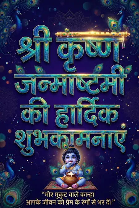 Shri Krishna Janmashtami Hindi Quotes With Images - Free Shri Krishna Janmashtami Ki Hardik Shubhkamnaye In Hindi Download