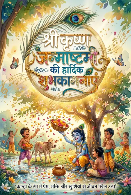 Shri Krishna Janmashtami Hindi Status Images - Free Shri Krishna Janmashtami Ki Hardik Shubhkamnaye In Hindi Download