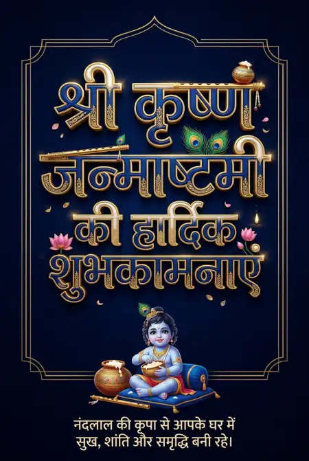 Shri Krishna Janmashtami Hindi Wishes Images - Free Shri Krishna Janmashtami Ki Hardik Shubhkamnaye In Hindi Download