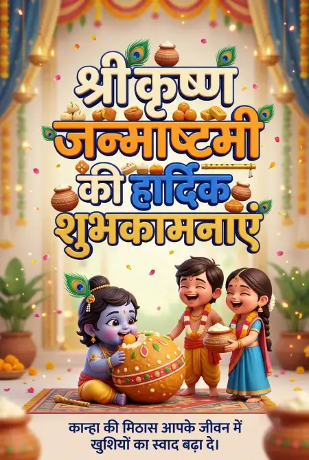 Shri Krishna Janmashtami Ki Hardik Shubhkamnaye Hindi Wishes - Free Shri Krishna Janmashtami Ki Hardik Shubhkamnaye In Hindi Download