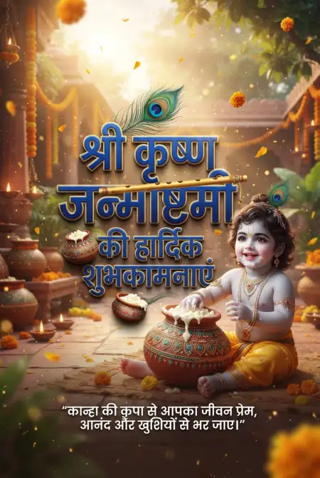Shri Krishna Janmashtami Ki Hardik Shubhkamnaye Wishes - Free Shri Krishna Janmashtami Ki Hardik Shubhkamnaye In Hindi Download